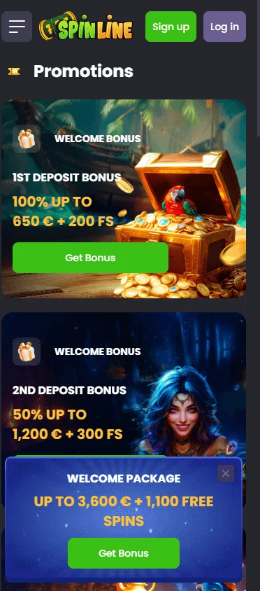 Spinline Casino mobile promotions interface